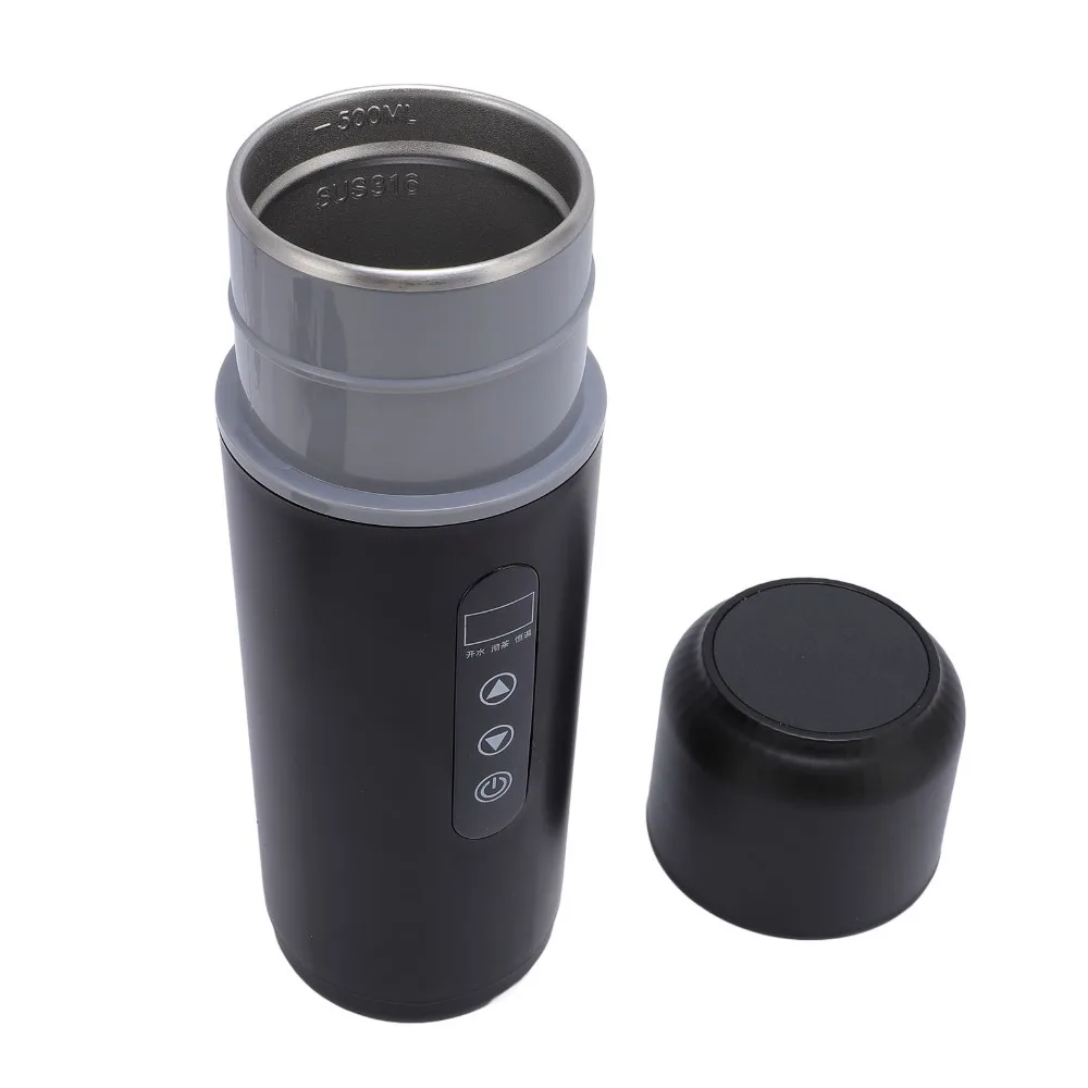 500ml Car Heating Cup Rustless Steel 12V 24V Car Electric Kettle Temperature Adjustable Practical Water Boiler For Truck