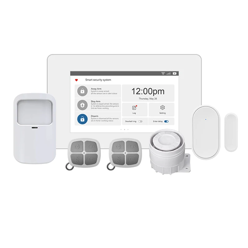 

4.3" Touch Screen WiFi GSM Dual Network Alarm System 4 Wired Zone 99 Wireless Zones With Alarm Monitoring System