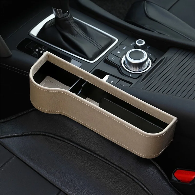 Multifunctional Leather Car Seat Organizer - ABS Cup Holder and Seam Pocket Storage Solution for Automotive Interior