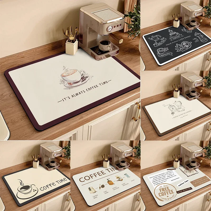 American Coffee Machine Drain Mat, Quick Drying Mat with Water Absorption, Household Kitchen Mat, Insulated Placemat