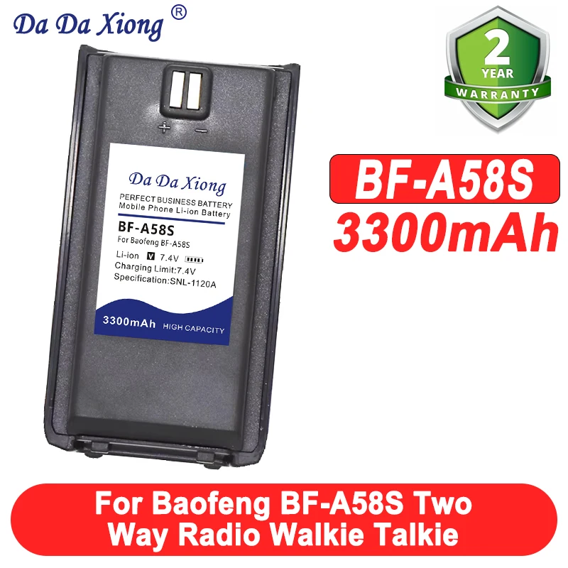 BF-A58S Battery 3300mAh 7.4V New Upgraded Support Type-C Charging A58S Walkie Talkie Li-ion Battery Pack Extra Accessory
