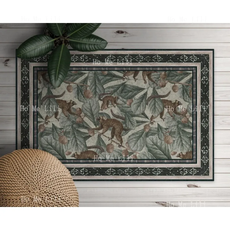 

Retro Rainforest Lemurs Jungle Green Floor Brown Classic Linoleum Rug Vinyl Flooring Tapis Mat