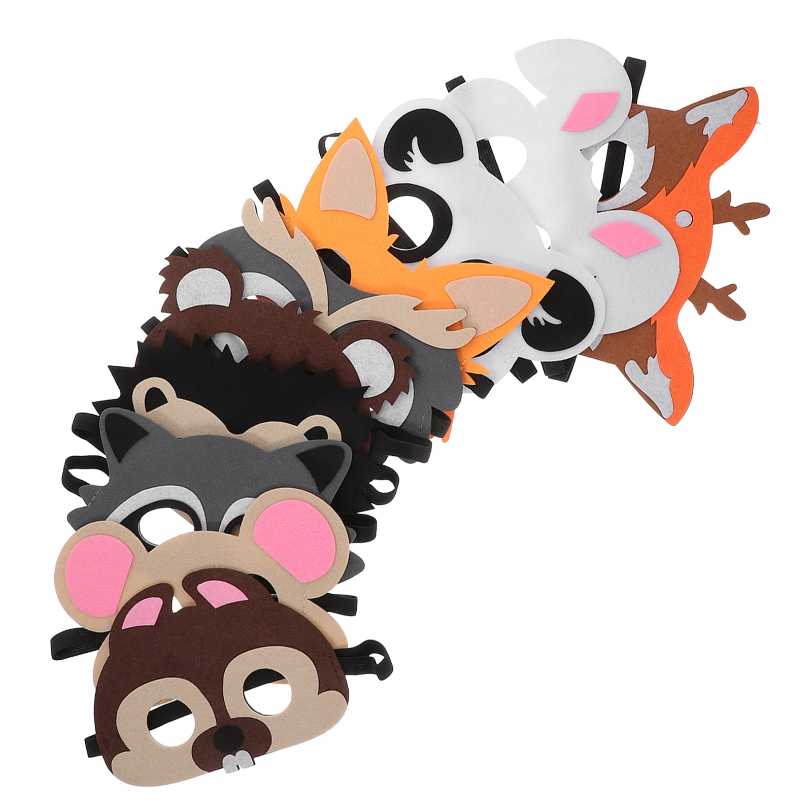 

8pcs Animal Eye Masks Cartoon Jungle Felt Kids Halloween Mask Costume Accessories Reusable Soft No Shedding