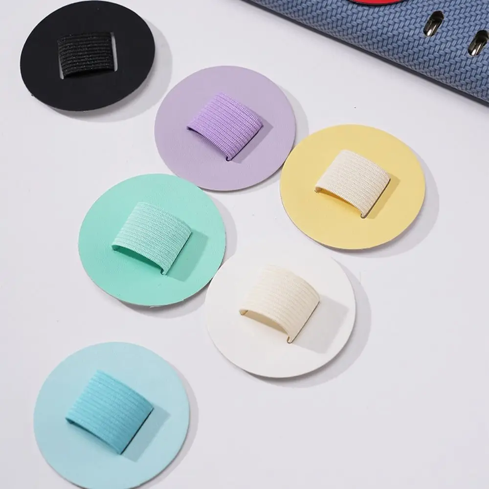 Self-adhesive Round Pen Holder Elastic Loop Love Shaped Aesthetic Pen Holder Multicolor Insert Leather Pen Holder Notebook