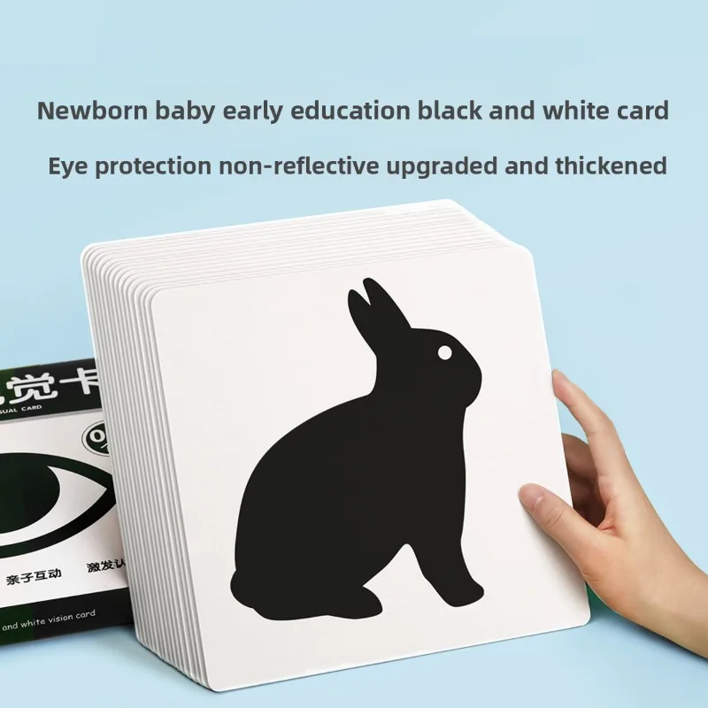 Carte noire et blanche pour nouveau-né, formation à la Stimulation visuelle, jouet de chasse pour bébé de 0 à 3 mois, carte couleur