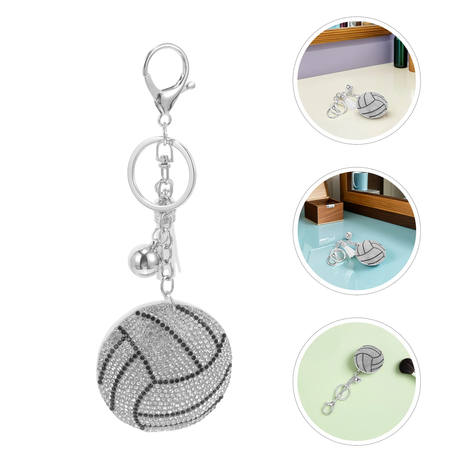 

2Pcs Volleyball Keychains Rhinestone Pendant Theme Bag Accessories Purse Charms Volleyball Ornaments for Women