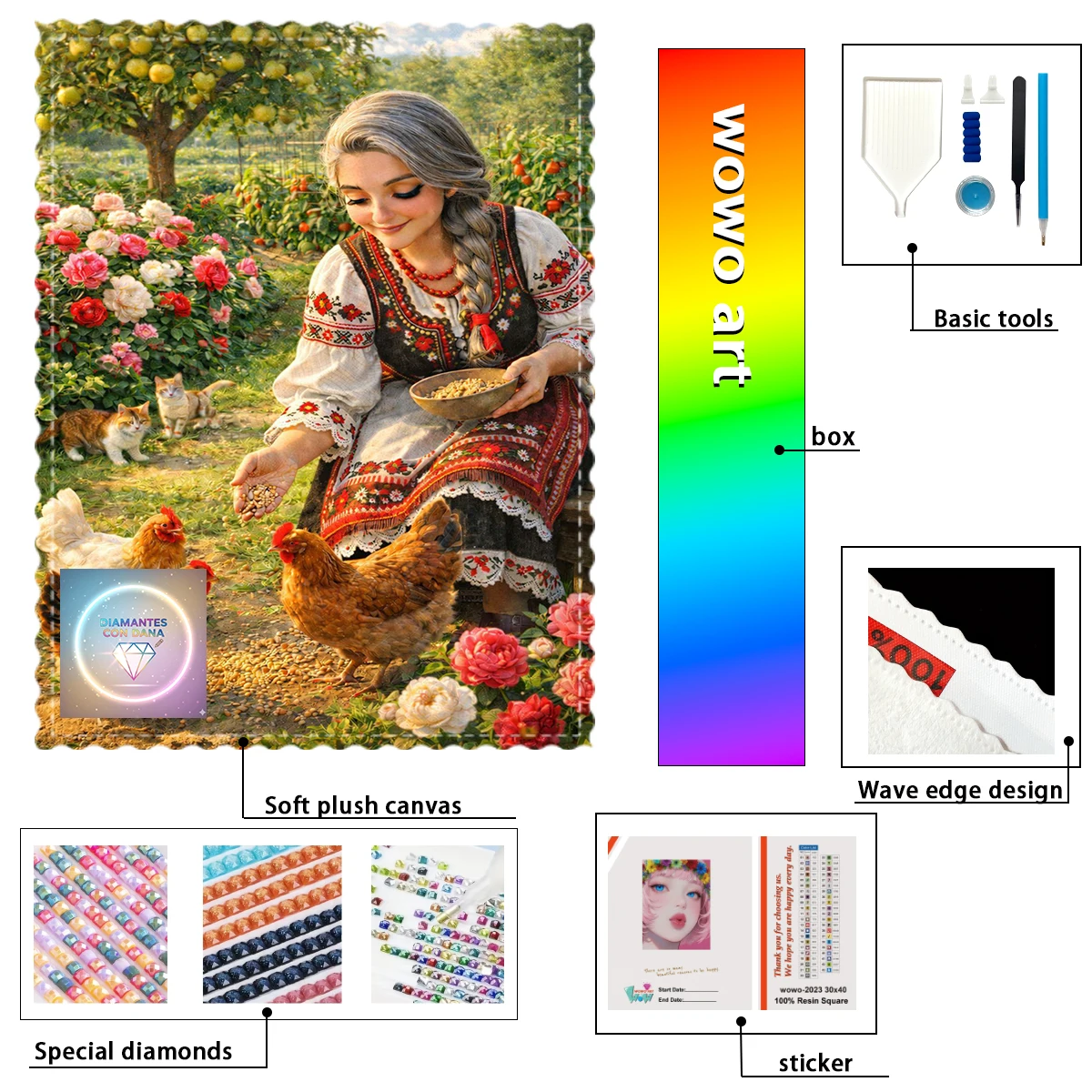 

【Diamantes con Dana】Набор для вырезания страз из 100% смолы FD+ab+xc «Дама, которая выращивает куриц» — идеальное произведение, стоящее того, чтобы приобрести.