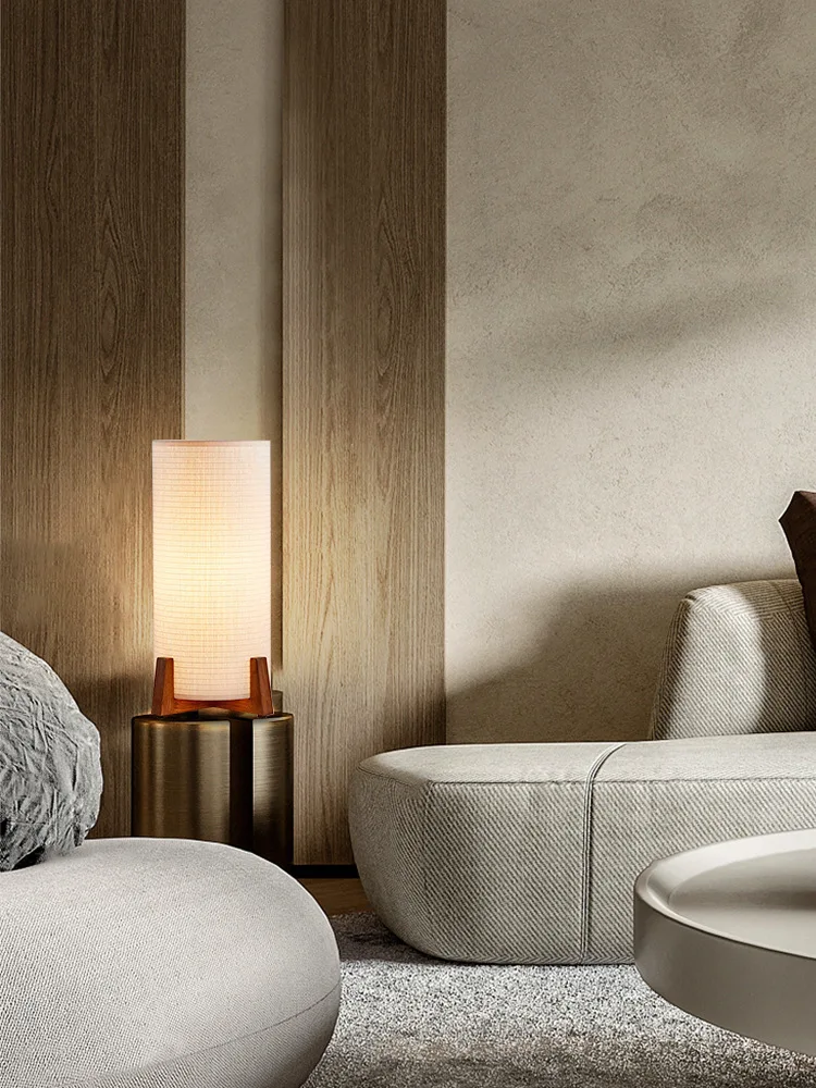 Nordic Fabric Floor Lamp Japanese Desk Lamp For Living Room Study Reading Light Bedroom Bedside
