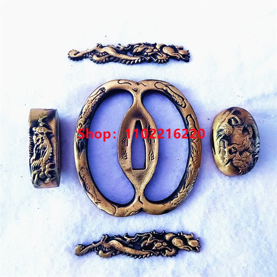 

High Quality Copper Brass Guard Tusba Handguard Fuchi Kashira Menuki For Real Japanese Japan Samurai Katana Sword Fittings New