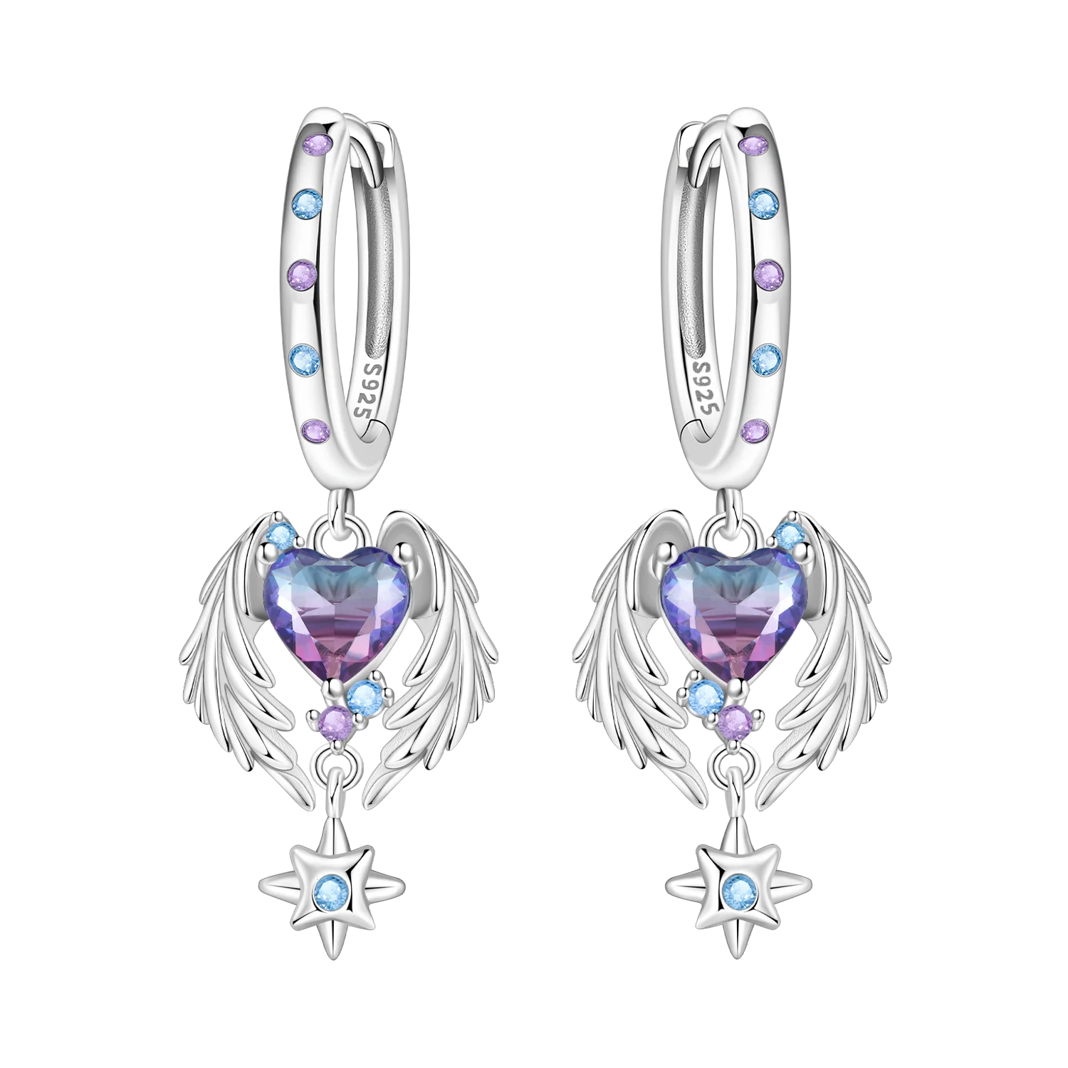 

Серьги-кольца из стерлингового серебра 925 пробы для женщин, серьги с двойными сердцами и красным цирконом, ювелирные изделия, подарок на годовщину, день рождения