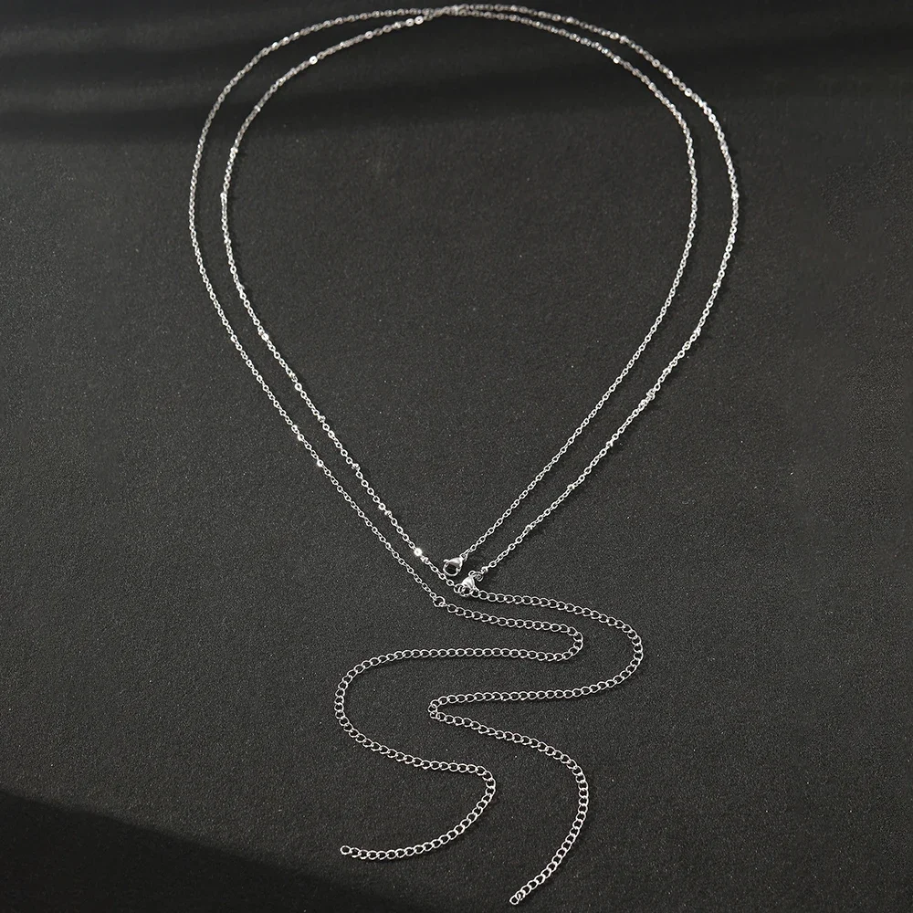 الفولاذ المقاوم للصدأ الخصر سلسلة الموضة الحد الأدنى تصميم جديد الخصر سلسلة رائعة الطبقات سلسلة الخصر سلسلة للنساء مجوهرات #6