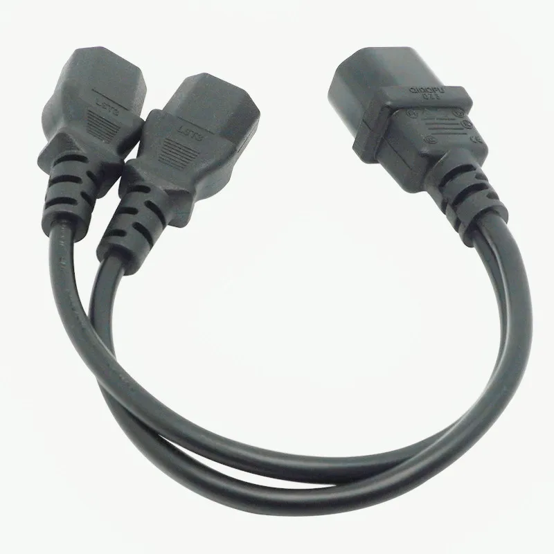 Grosir 1 Buah Kabel Adaptor Pembagi Tipe Y Daya Pendek 5-13R C14 Tunggal Ke Dual C13 5-13R 35Cm