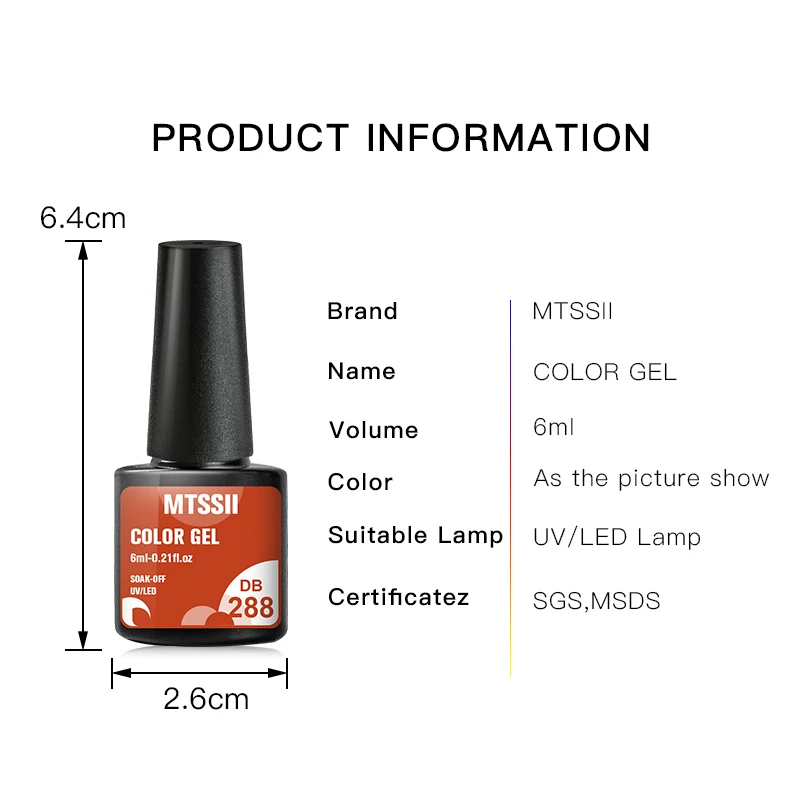 Mtssii-Verniz Gel Semi Permanente, Vernizes UV LED, Base e Top Coat, Manicure Art, 78 Color