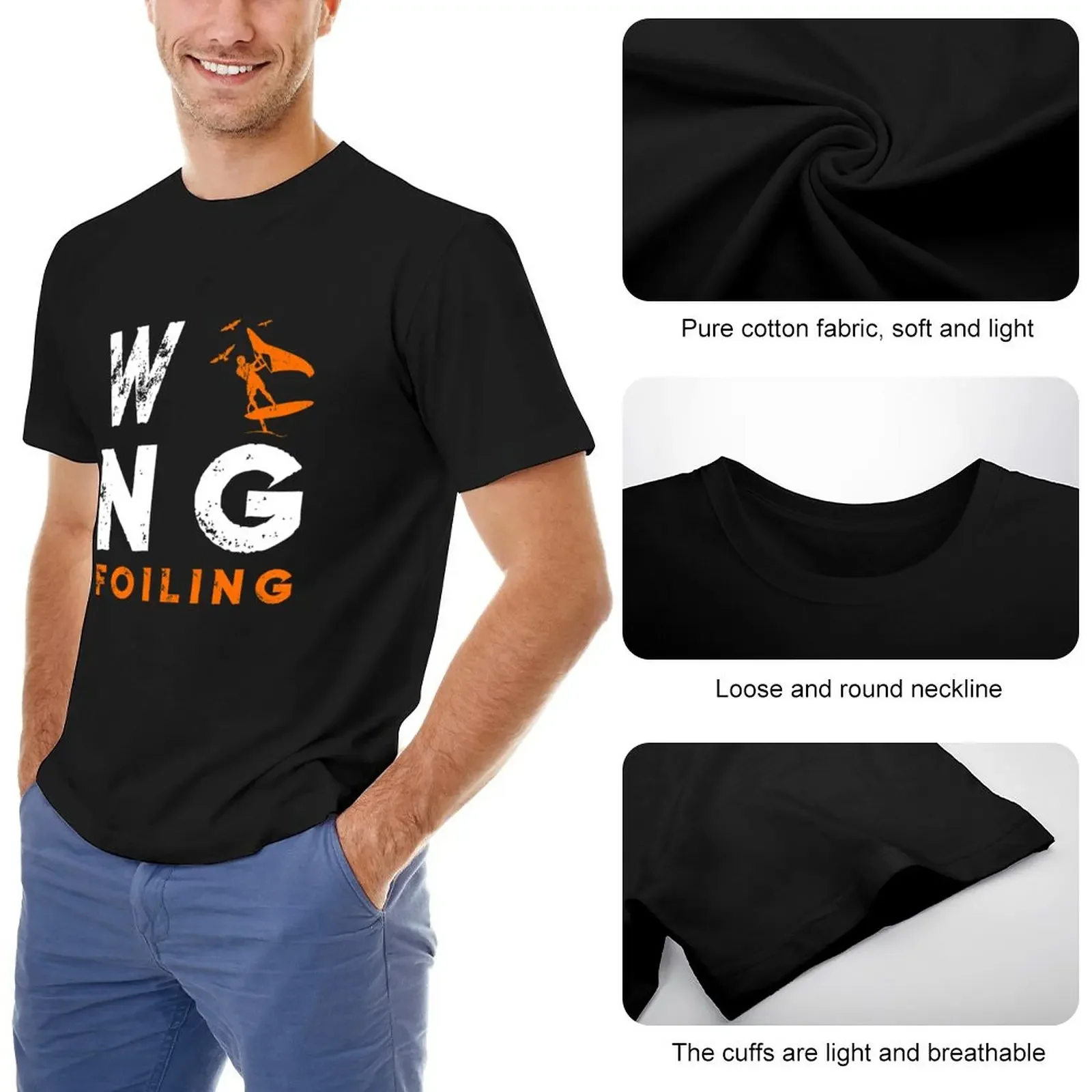 Wing Foiling Design for surfer T-Shirt quick drying shirt funny t shirt t shirts for men cotton