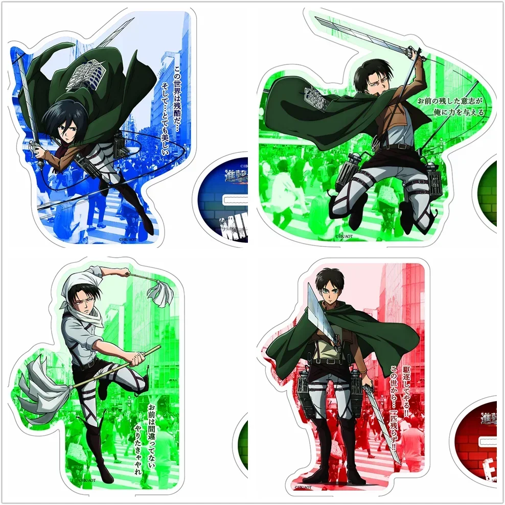 

Anime Levi Eren Mikasa Action Figure Doll Acrylic Stand Model Plate Cosplay Toy for Gift