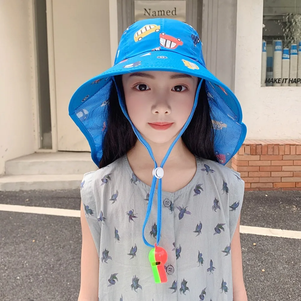 

New Sun Protection Children's Sunshade Hat Breathable Big Brim Children Hats Thin Cartoon Pattern Sun Hat Summer