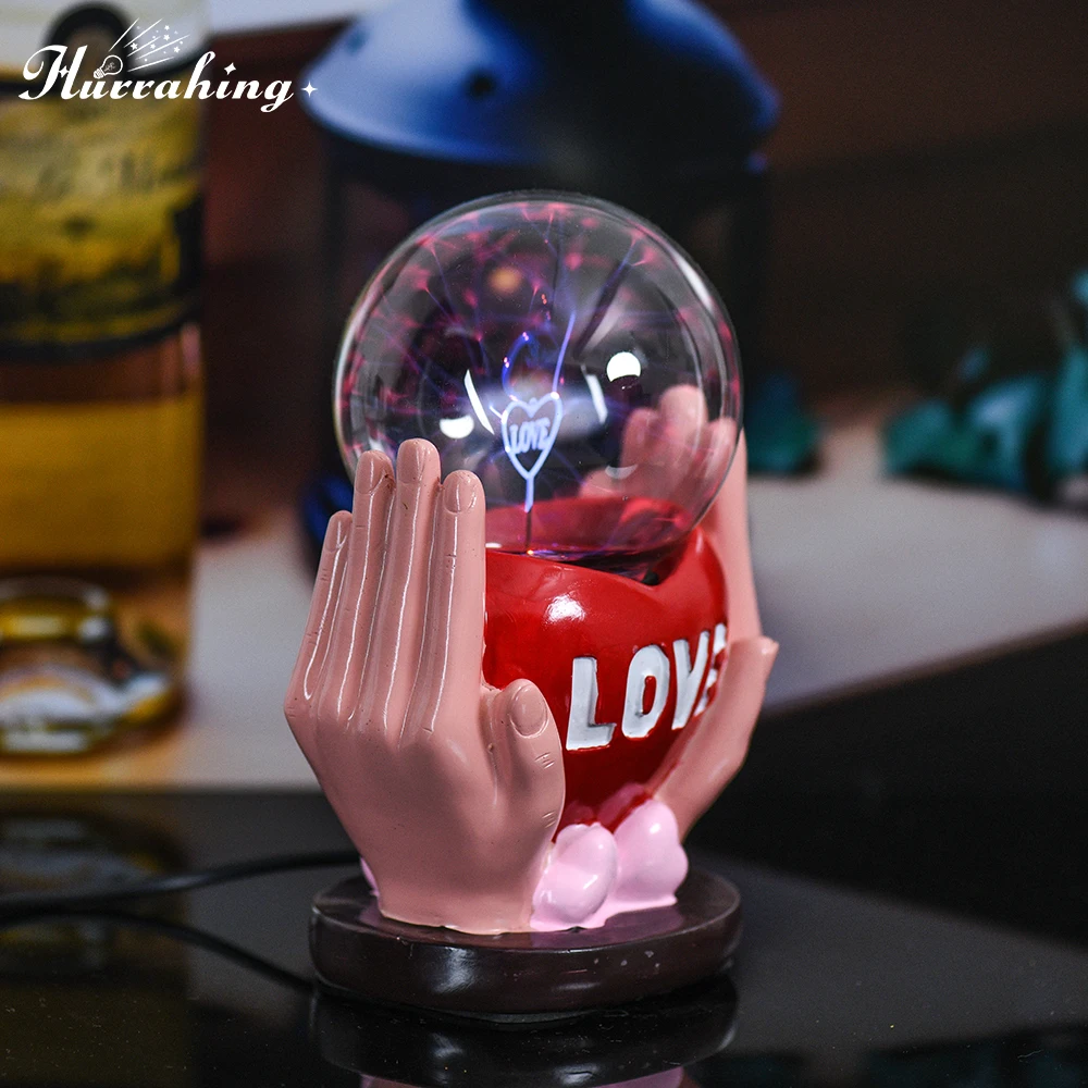 Holding Love Crystal Plasma Lamp 4 Inch Glass Ball Touch Sensitive Science Popularization Enlightenment Indoor Table Decoration