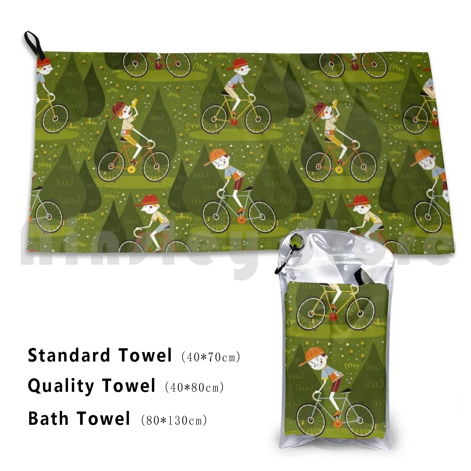 Vintage Cycling Custom Towel Bath Towel Vintage Illustration Cycling Bike Race Eroica Angela Sbandelli