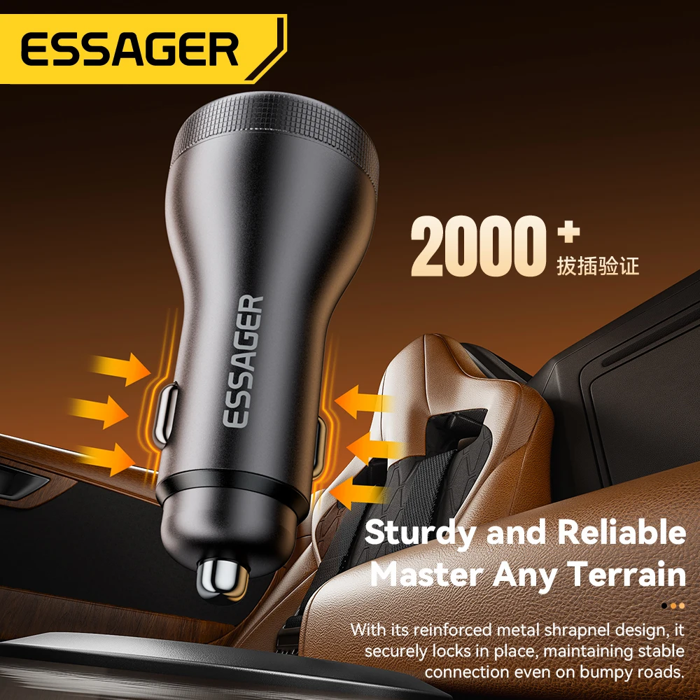 Essager 100W USB C 차량용 충전기 PD3.0 iPhone 16 MacBook Xiaomi 노트북 디지털 디스플레이 용 고속 충전 빠른 충전 4.0 어댑터