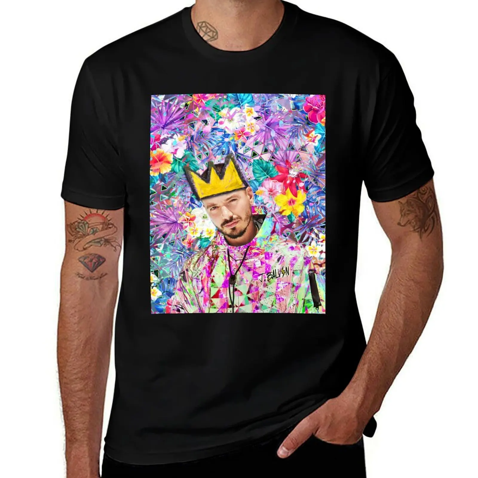 J Balvin Portrait artwork T-Shirt Big Size Crew Neck T-Shirt