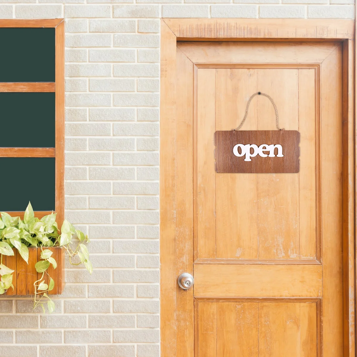 

FOMIYES Retro Wooden Open Closed Sign Business Hanging Board Double Sided Rustic House Ornament Nordic Bamboo Door Decor