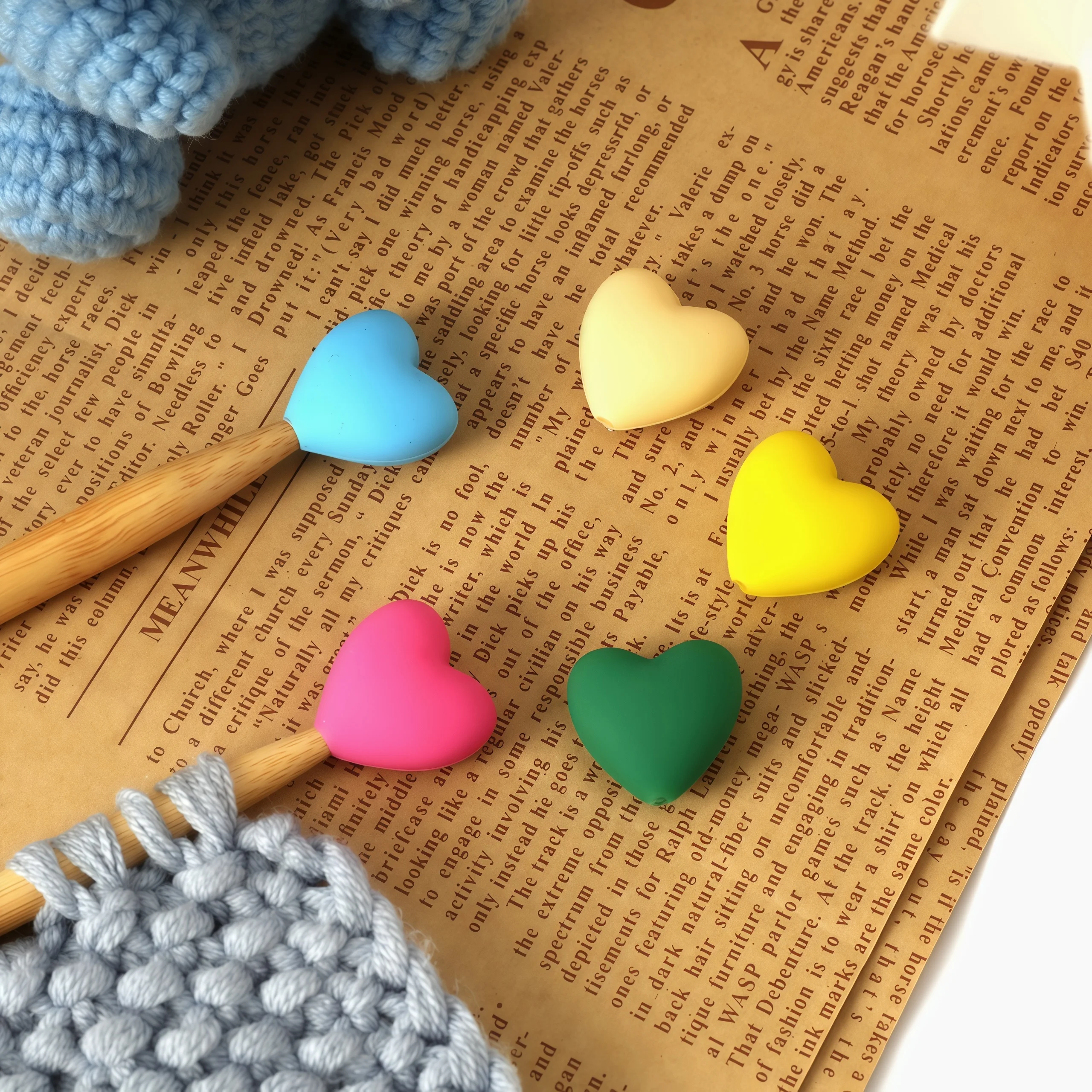 5/6 stücke Herz Stricken Nadel Punkt Protektoren Mehrfarbige Stich Nadel Tipps Stopper Silikon Nadel Kappen Stricken Zubehör – Detail 4