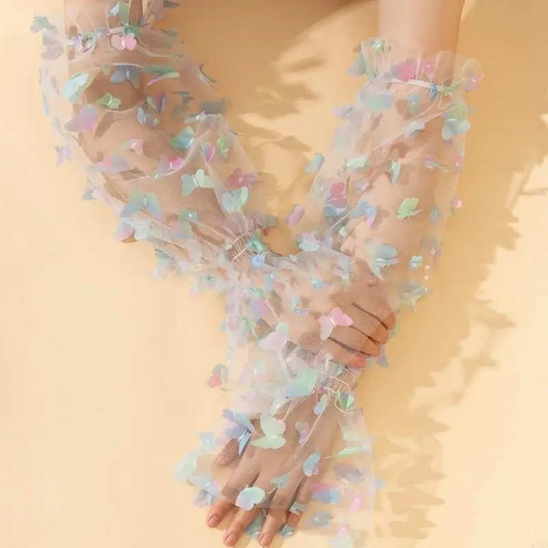 

1pair Luxurious Lace Oversleeves Elegant Dress Arm Sleeves Stylish Sleeves for Themed Parties and Ceremonies F3MD