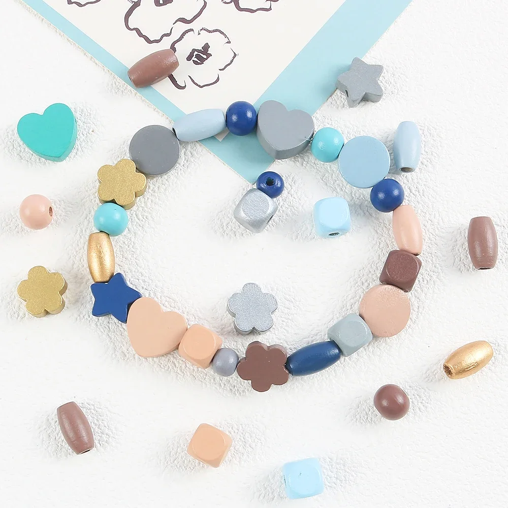 

10g/Bag Morandi Color Heart-shaped Wooden Beads For Jewelry Making, Bracelets, Necklaces, Accessories, Handicrafts
