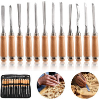 12 PCS Wood Carving Chisel Set Hand Tool Professional Woodworking Gouges Steel Consruction An Carpentry Tools for Woodworking