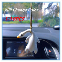 1-10PCS Car Hanging Color Change Duck Sunlight Changing Roast Duck Pendant Funny Swing Goose Auto Interior Decoration