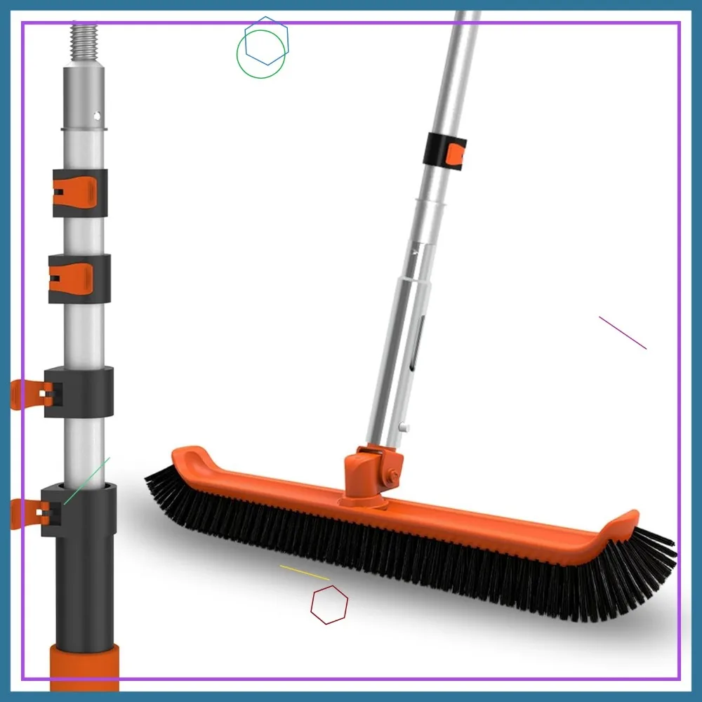 

16FT Telescopic Pool Pole with 18" Pool Brush, Heavy Duty Swimming Pool Scrubber for Cleaning Walls & Tiles