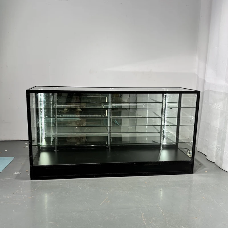 Keway Melamine Plate Stand Glass Showcase Multi-layer Retail Store Display Shelf MDF Glass Display case for Supermarket