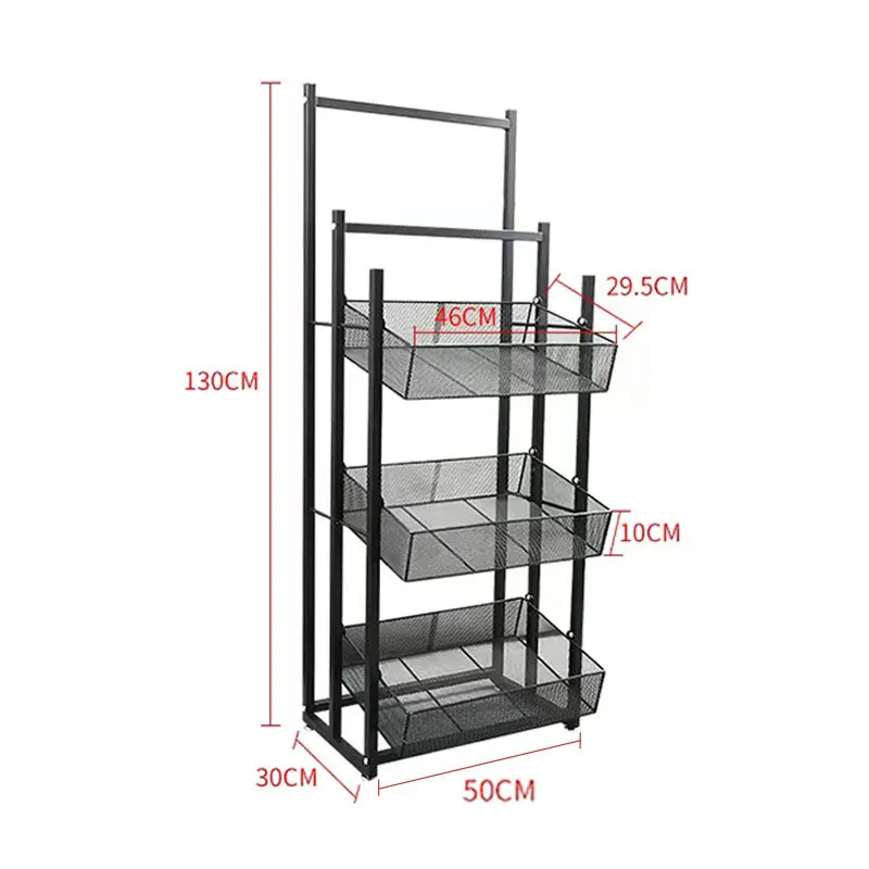 맞춤형 현대식 광택 다층 금속 의류 진열대 4단 선반 편의점 슈퍼마켓 보관 독립형