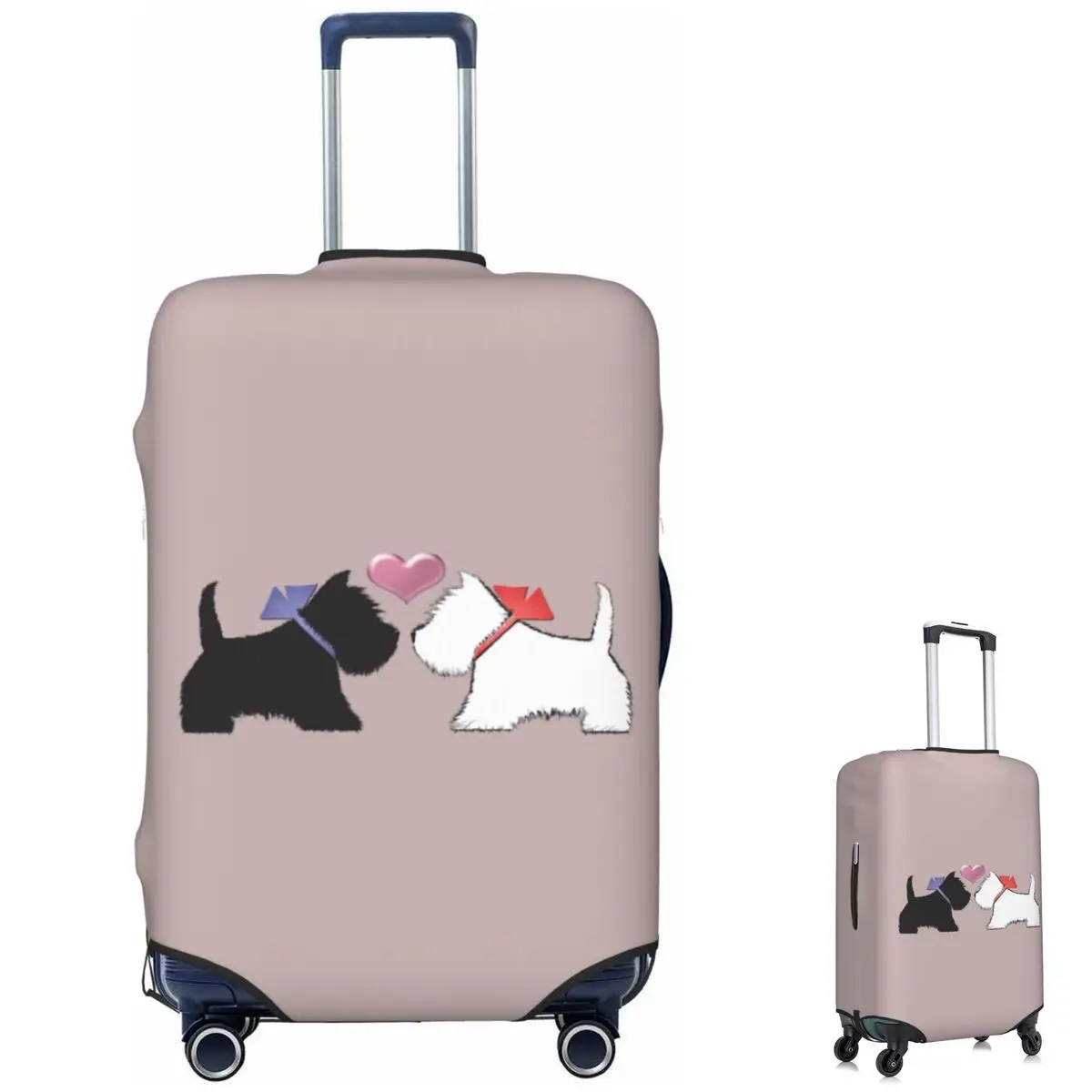 Westie Dog And Scotty Dog Art Suitcase Cover Protection Elastic Travel Luggage Protector Covers for 18-32 Inch