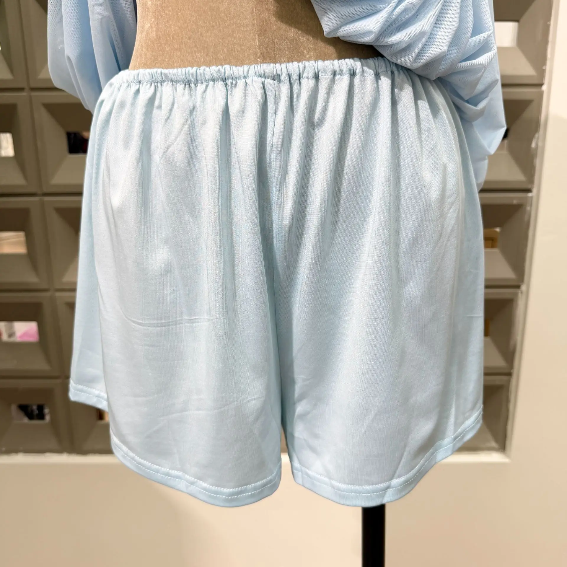 IEQJ Summer Irregular Blue Slash Neck Pleats Dress Women Long Sleeve Tight Waist Mini Dresses New 3A2052
