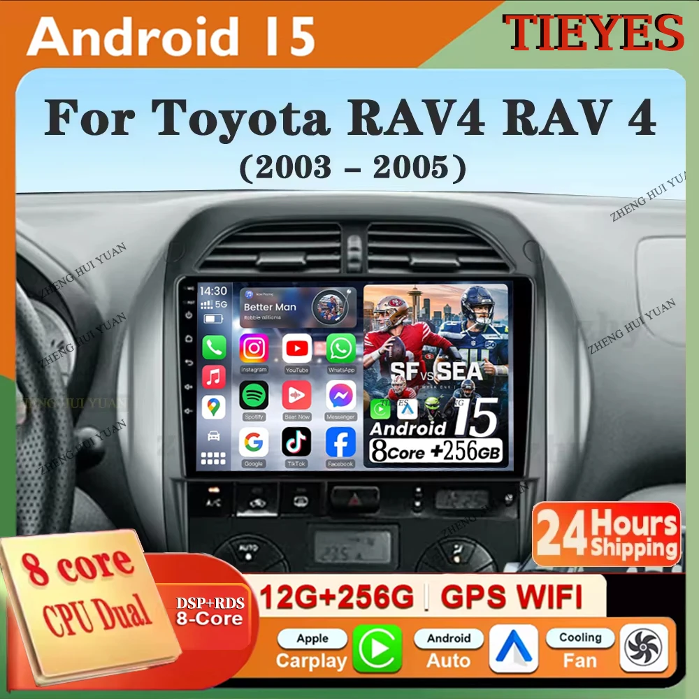 

Android 15 авто радио для Toyota RAV4 RAV 4 2003 2004 2005 DSP Carplay GPS-навигация Мультимедийный видеоплеер Стерео WIFI 4G DSP