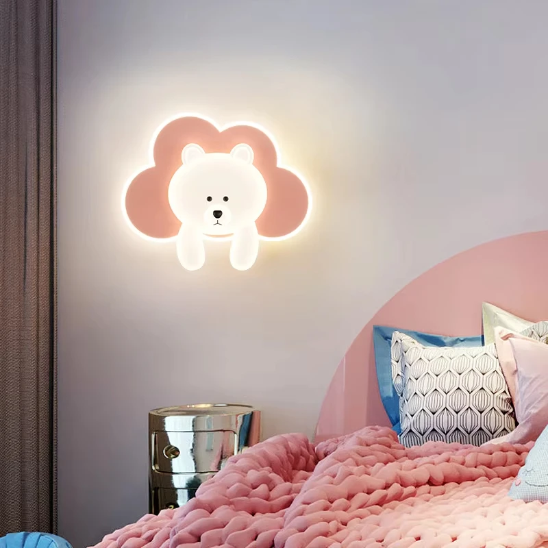 Cream Bear Cloud Ceiling Lamp Dimmable LED Nursery Lighting Kids Bedroom Decor  Ceiling Light Fixture For Childrens Room Light