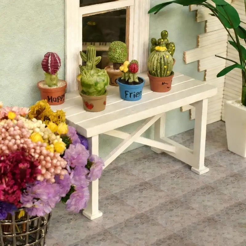 Simulation Miniatur Garten Tisch Natürliche Holz Stehen Figur Für 1/12 Puppenhaus Szene Display Kinder RolePlay Spiel A2UB