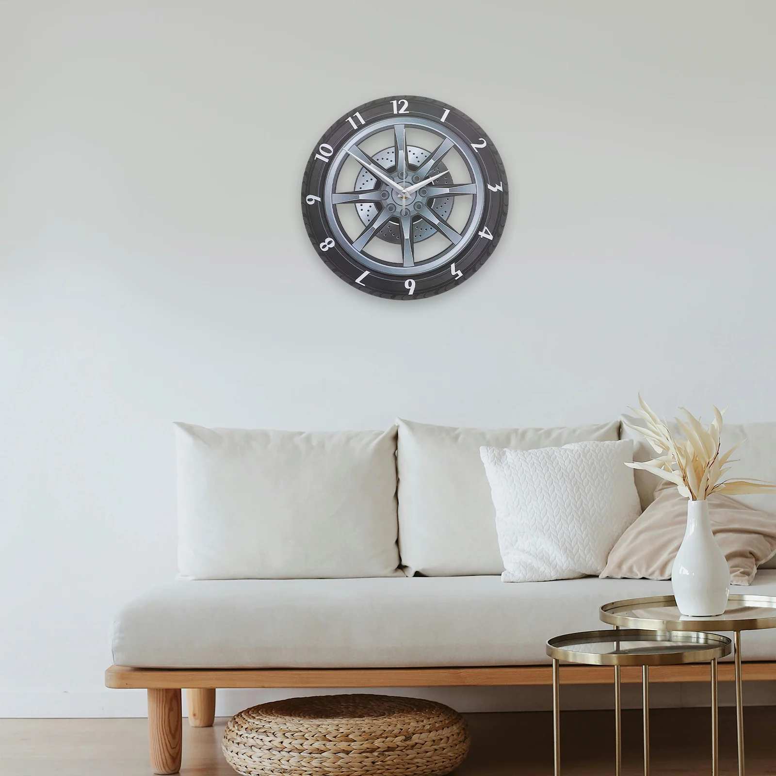 

Wheel Wall Clock Digital Retro Decorative Acrylic Non- Ticking Home Clocks