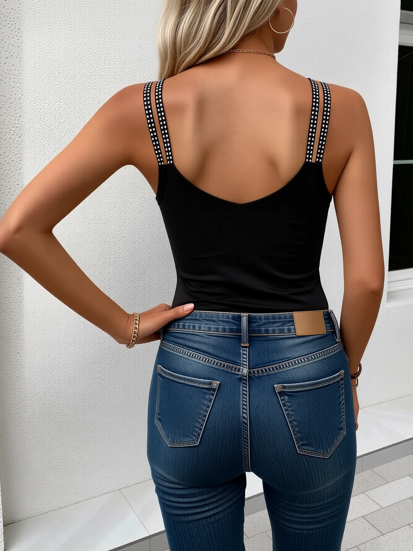 Nueva moda mujer Casual Rhinestone negro Sexy versátil diario camiseta camisetas sin mangas ropa de mujer de moda camisola de verano top