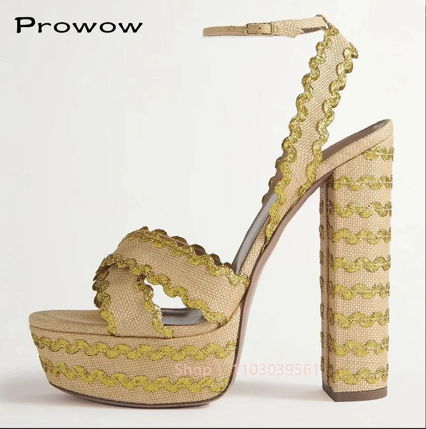 New in Green Lace Platform Sandals Chunky Heel Ankle Strap High Heels Luxury Designer Party Shoes for Wome