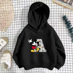 Mickey Children Hoodies Disney Letter A B C D Sweatshirt Kawaii Pullover Anime Manga Cartoons Girls Boy Kids Casual Clothes Tops