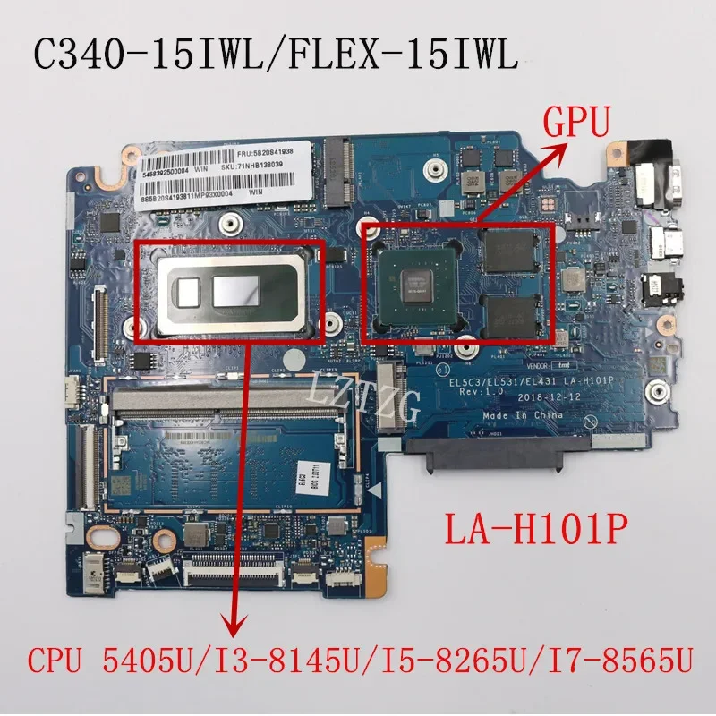 

LA-H101P для Lenovo C340-15IWL/FLEX-15IWL/S340-15IWL материнская плата для ноутбука с процессором 5405U/I3/I5/I7 и 2G графическим процессором 0G/4GB-RAM тестовая работа