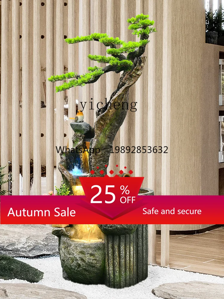 

Root Carving Welcome Pine Water Fountain Lucky Decoration Atomization Humidifier Balcony Layout Decoration