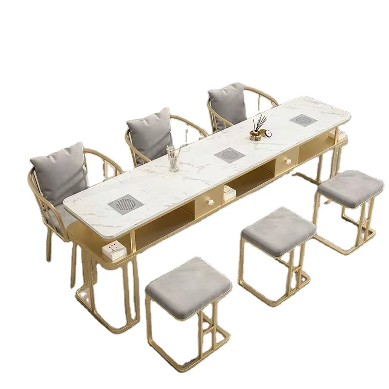 โต๊ะทำเล็บหินอ่อนหรูหรา พร้อมเครื่องดูดฝุ่น สำหรับช่างทำเล็บ ใช้ในร้าน กำลังลดราคา