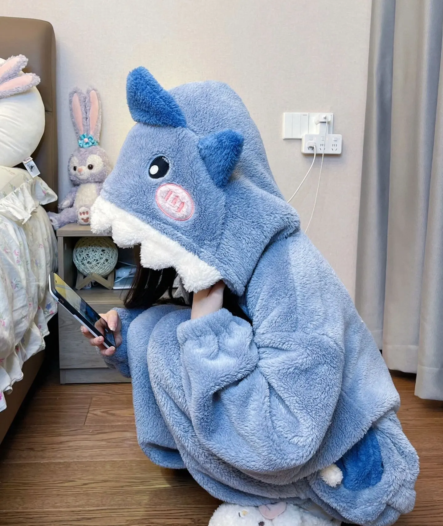 Kigurumi Blue Shark Onesies Pajamas Cartoon Costume Halloween Cosplay Pyjamas Party Dress Adult Pijamas