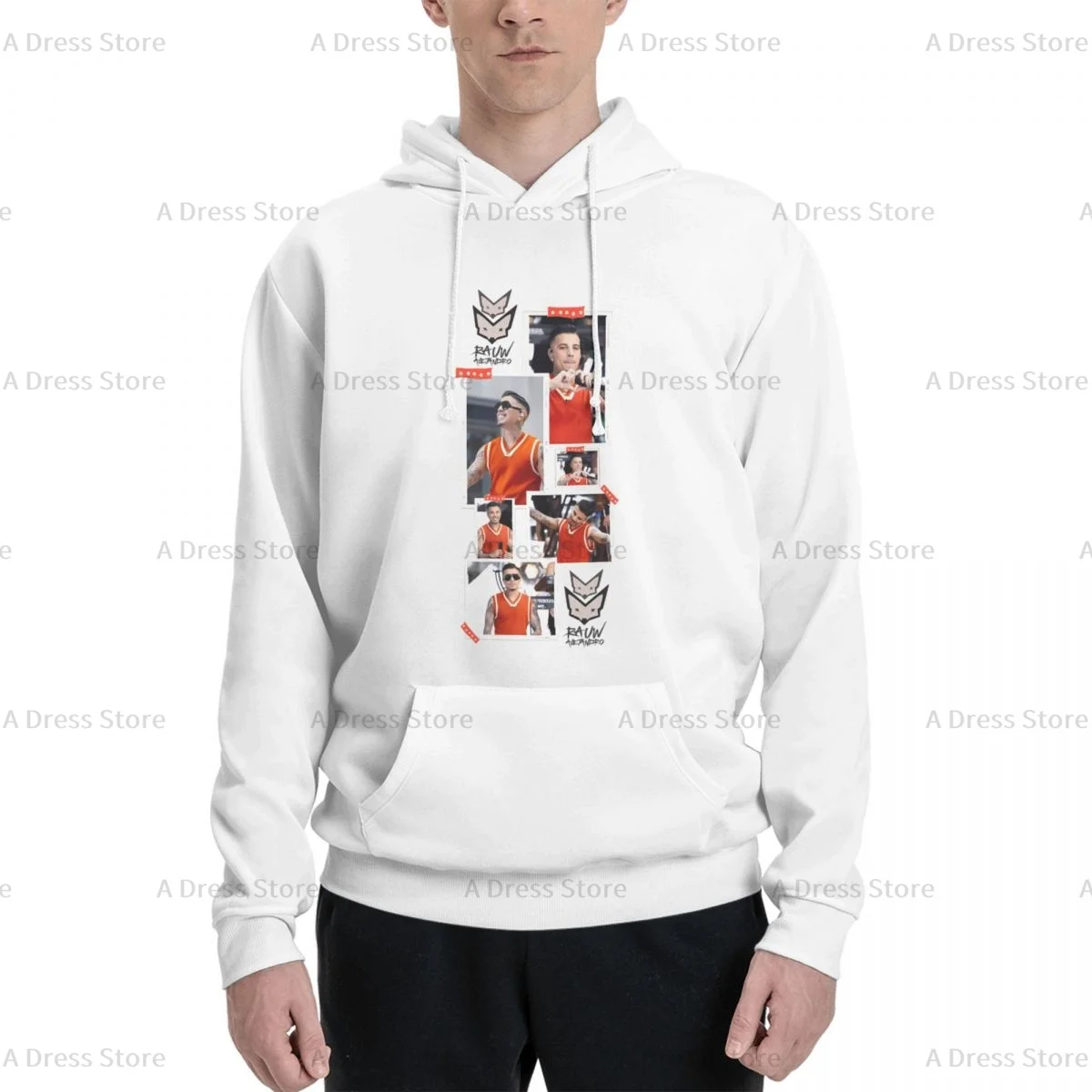 Raw Alejandro Polyester Two sided Hot stamping printing Men's Sweater,Unisex Vintage Pullover Hooded