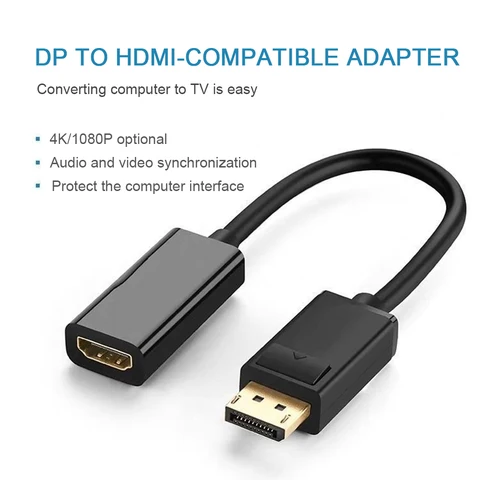Адаптер 4K DisplayPort - HDMI, совместимый с HDMI, конвертер видео-аудио для HDTV, ПК и проектора HDMI-mini-DisplayPort купить - №2