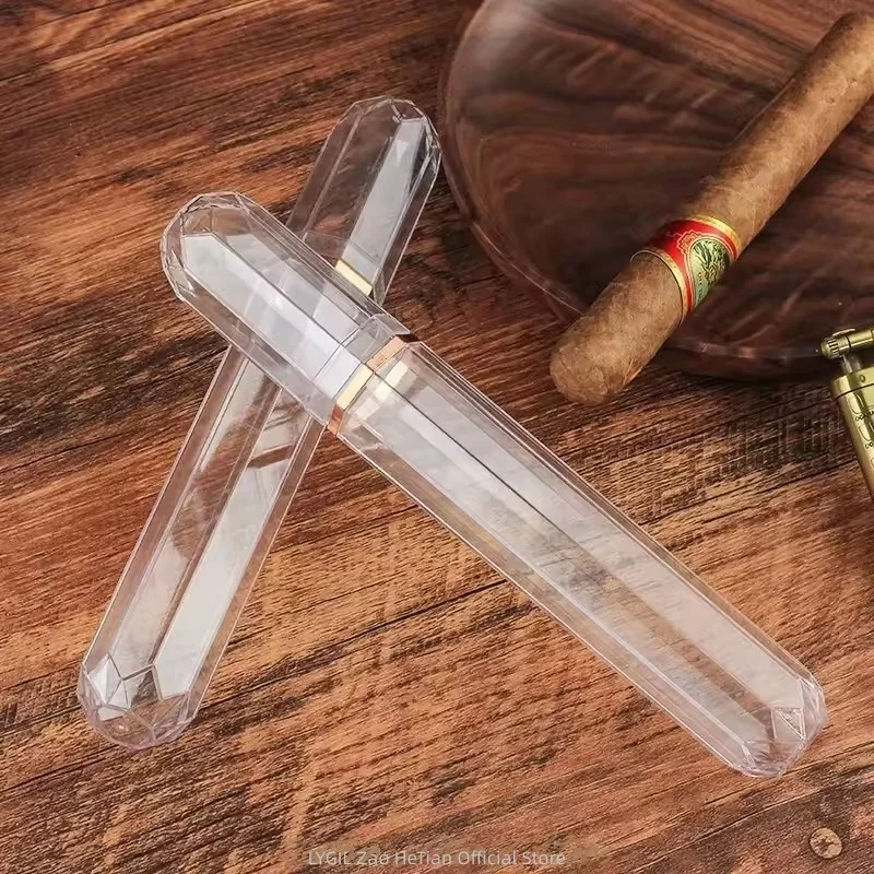 2026 New Acrylic Transparent Personalized Cigar Tube Portable Cigar Protection Case Moisture-Proof Box Cigar Accessory