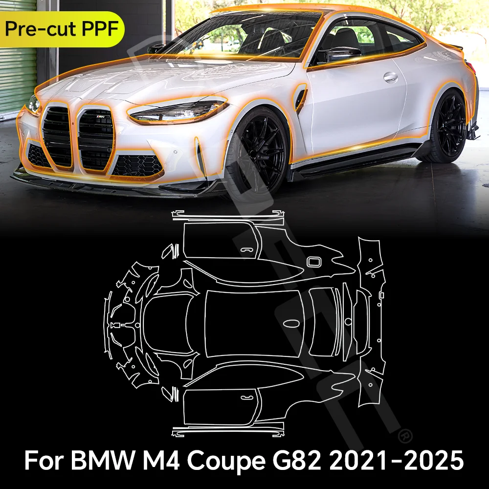 

For BMW M4 Coupe G82 2021-2025 TPU Paint Protection Film Clear Bra Car Body Pre-Cut PPF Anti-Scratch Resistant Invisible Cover